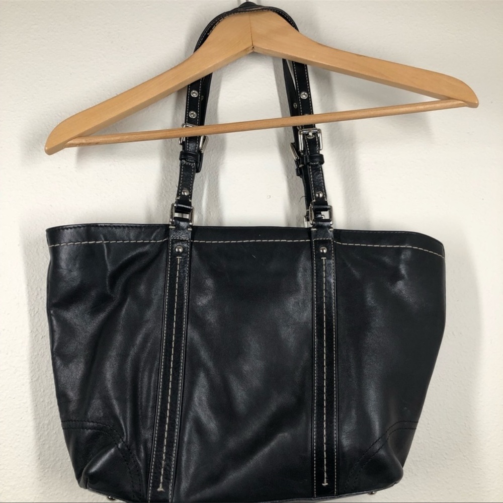 Coach Leather East West Gallery Tote Black  F13098 - Picture 7 of 13